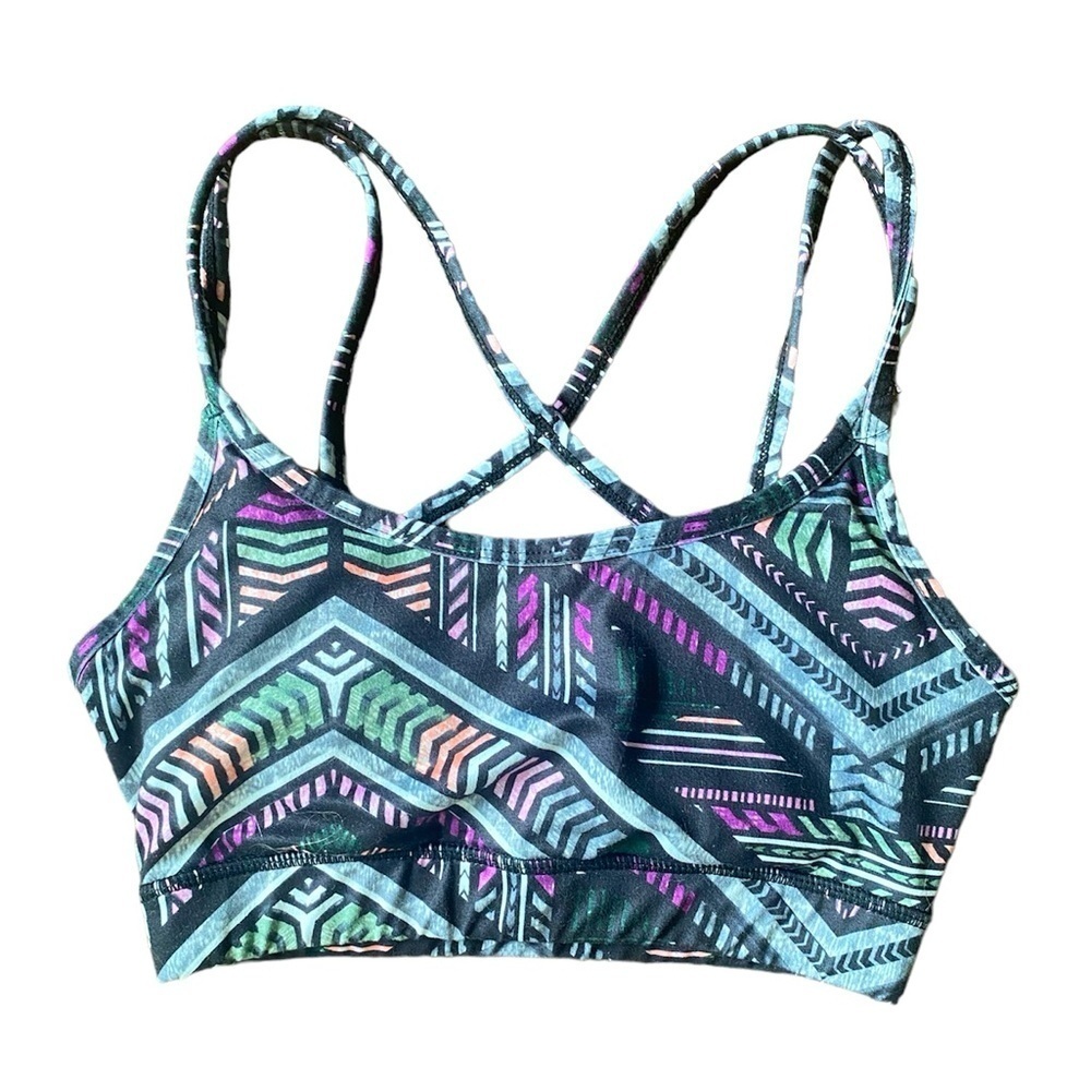 Gaiam Black Patterned Stella Strappy Sports Bra XS